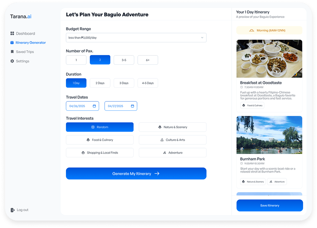 Tarana.ai app preview